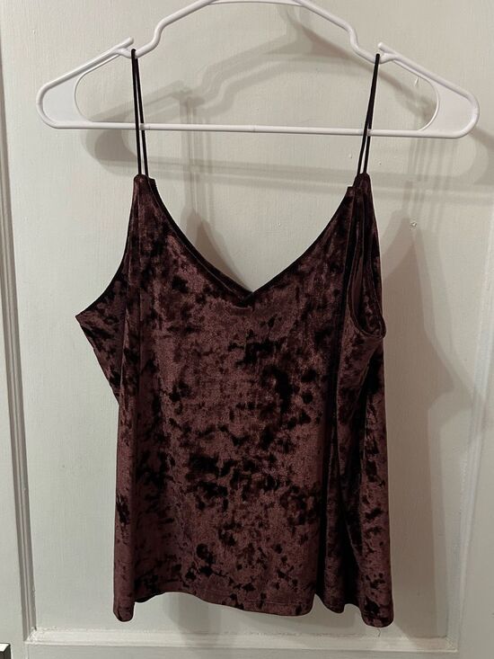 Maurices Tops - Maurices Crushed Velvet V-Neck Camisole - Dark Brown